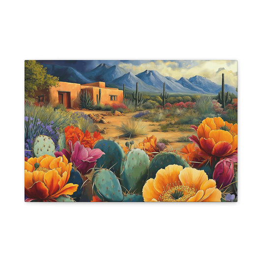 Desert Bloom Canvas Art - Vibrant Southwest Landscape