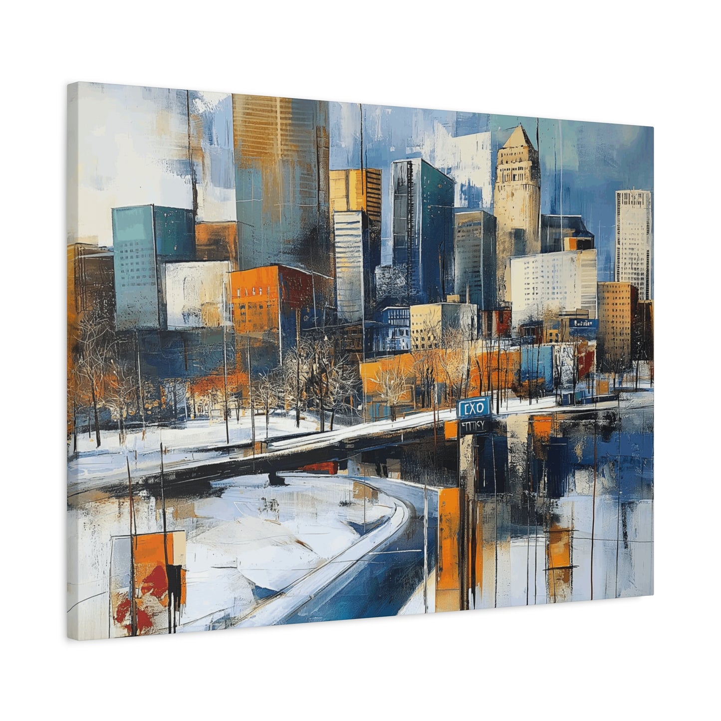 Urban Landscape Matte Canvas Wall Art - Modern Cityscape Decor