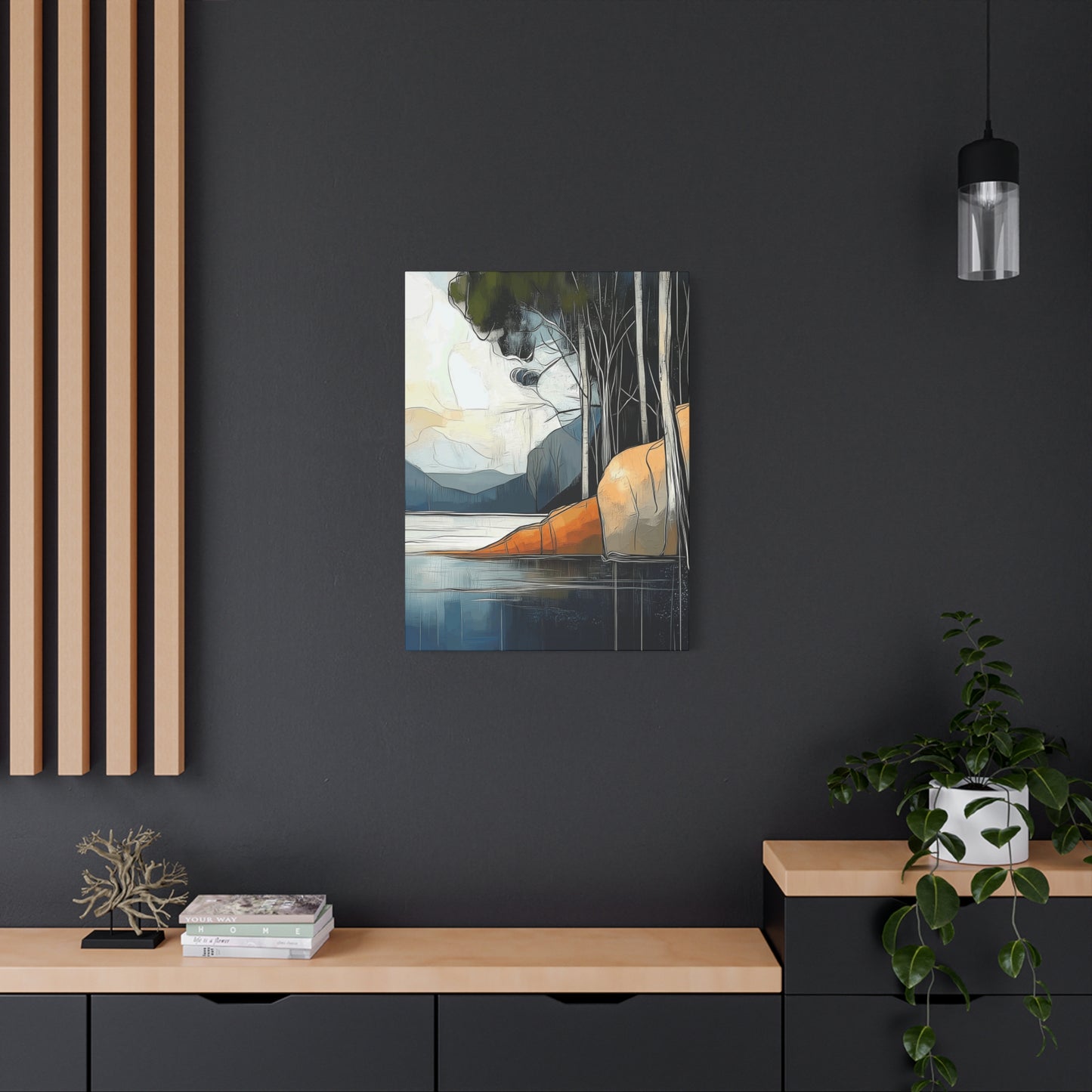 Canvas Wall Art - Serene Mystical Mountain Lake