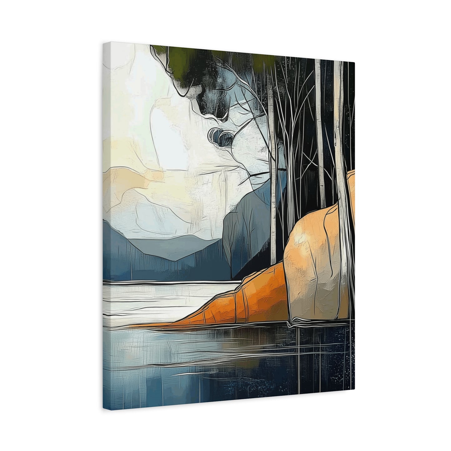 Canvas Wall Art - Serene Mystical Mountain Lake
