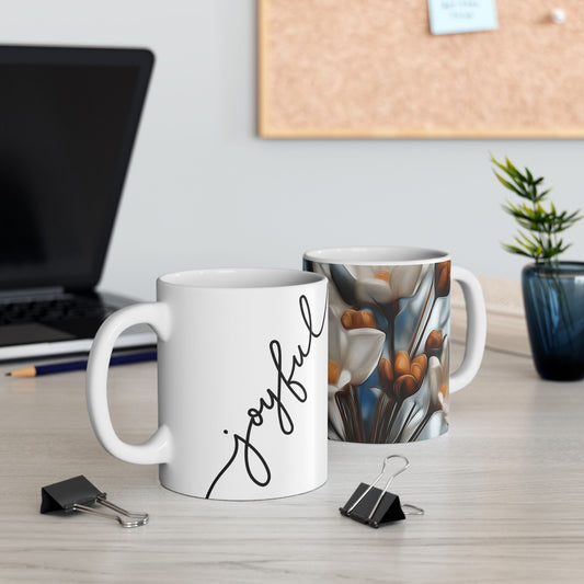 Floral Artisan Ceramic Mug - Elegant Coffee Cup for Home & Gifts