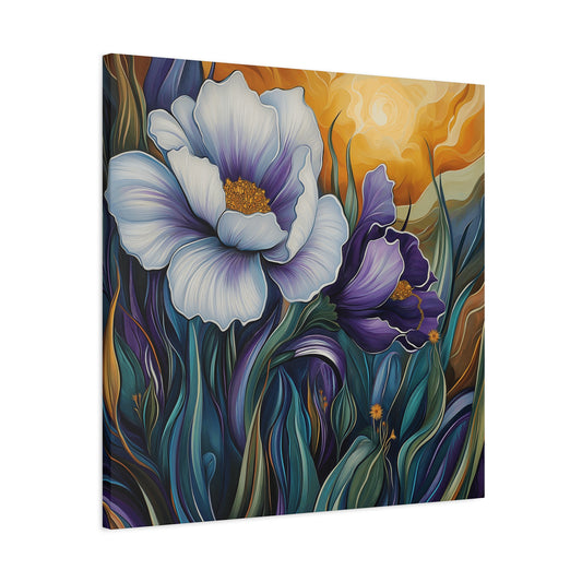Purple, Purple Flowers at Sunset