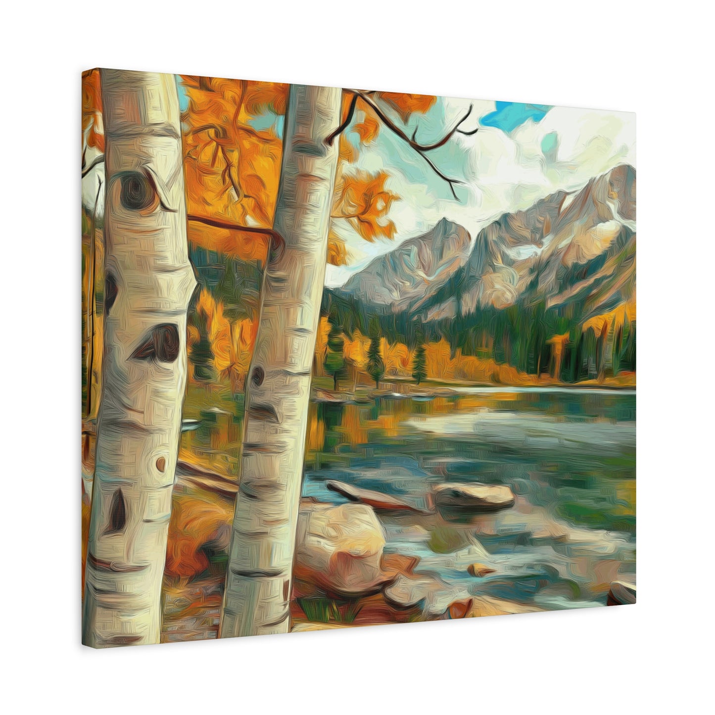 Canvas Wall Art - Aspens at High Mountain Lake