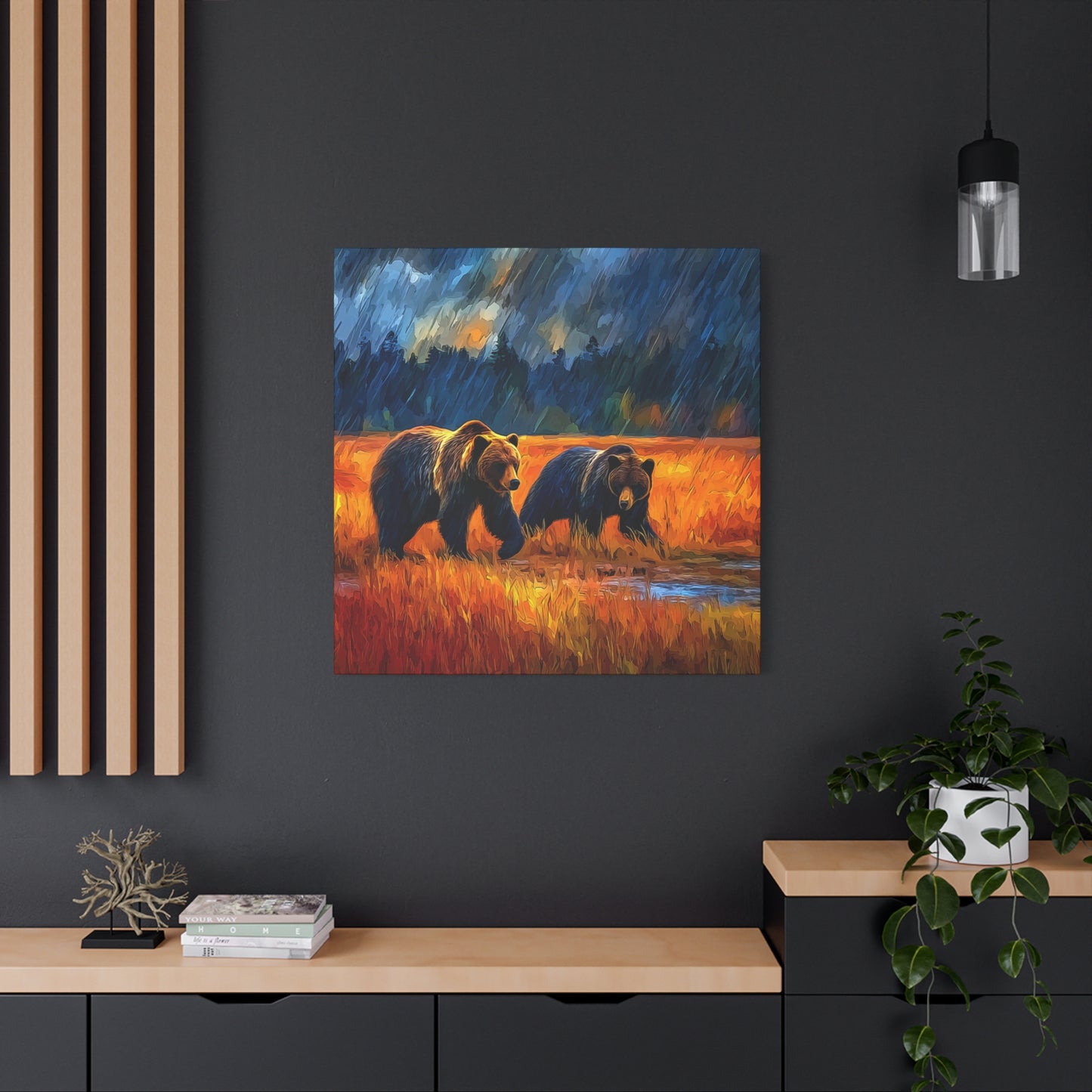 Canvas Print - Travelin Bears Two in Stormy Weather