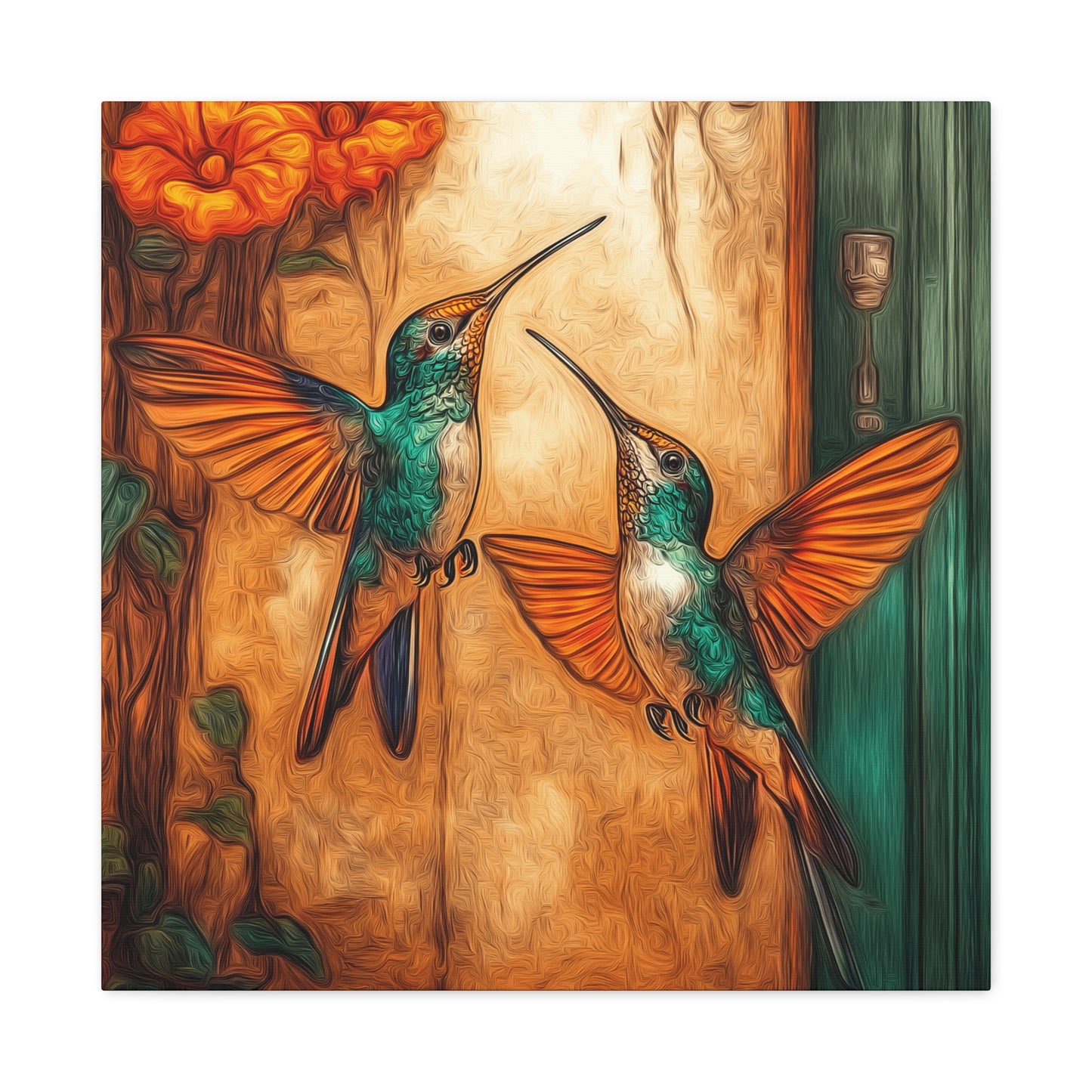 Canvas Wall Art - Dueling Hummingbirds