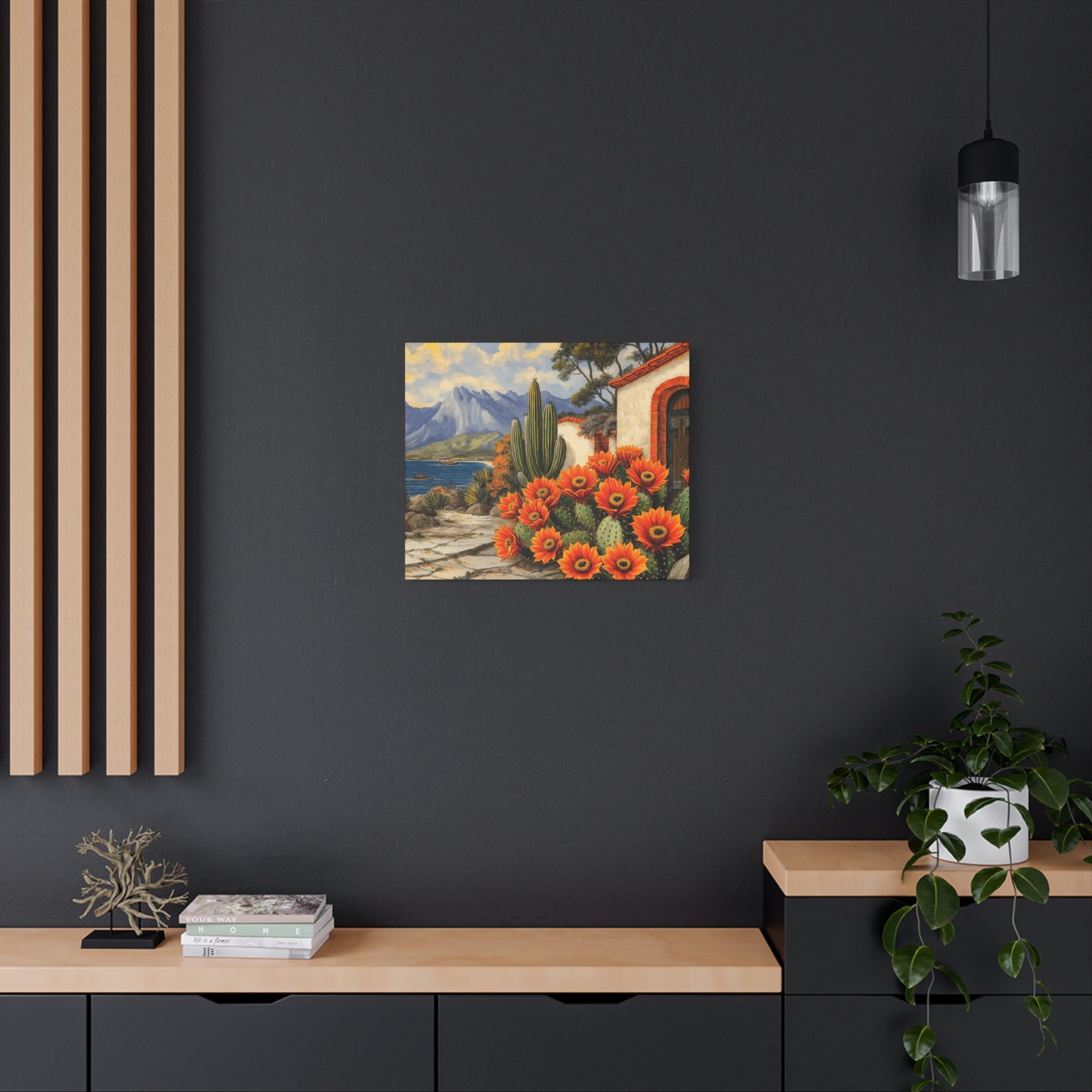 Vibrant Cactus Landscape Canvas Art - 1.25" Stretched Matte Print