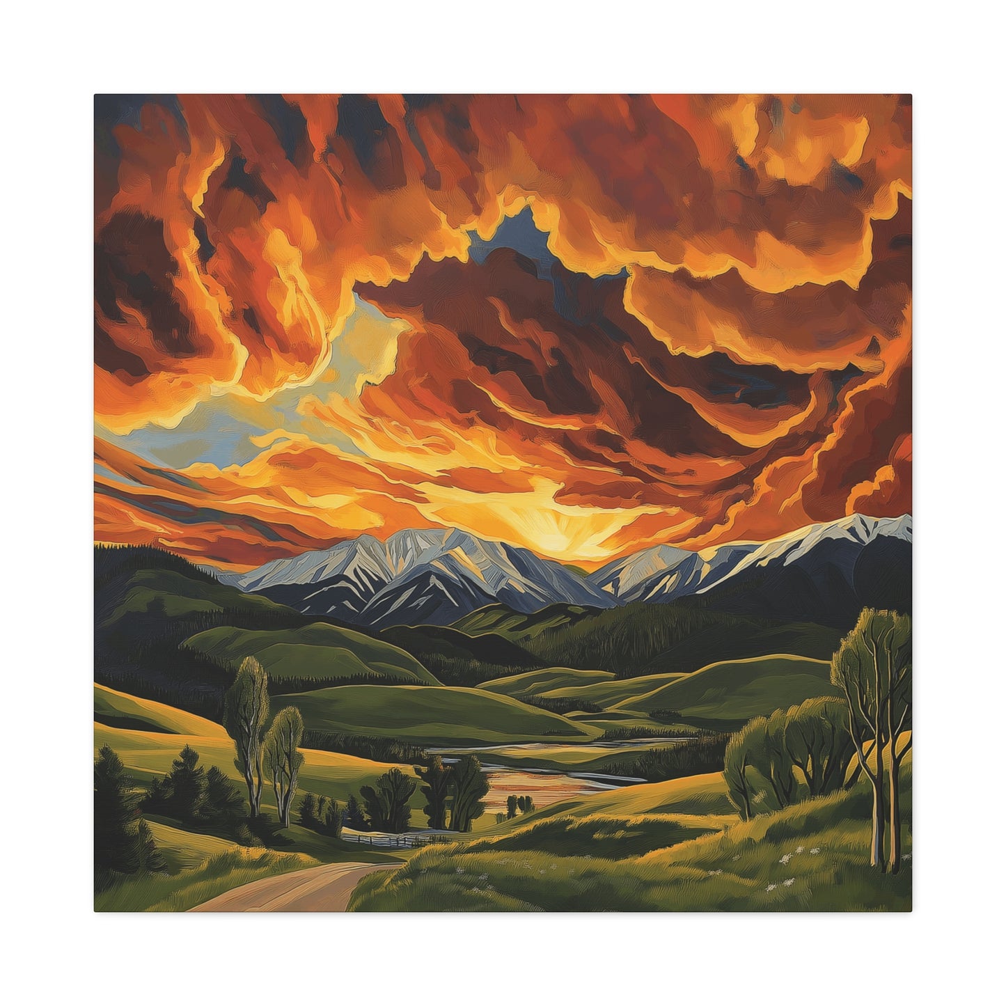 Canvas Print - Colorado Mountains and Farm