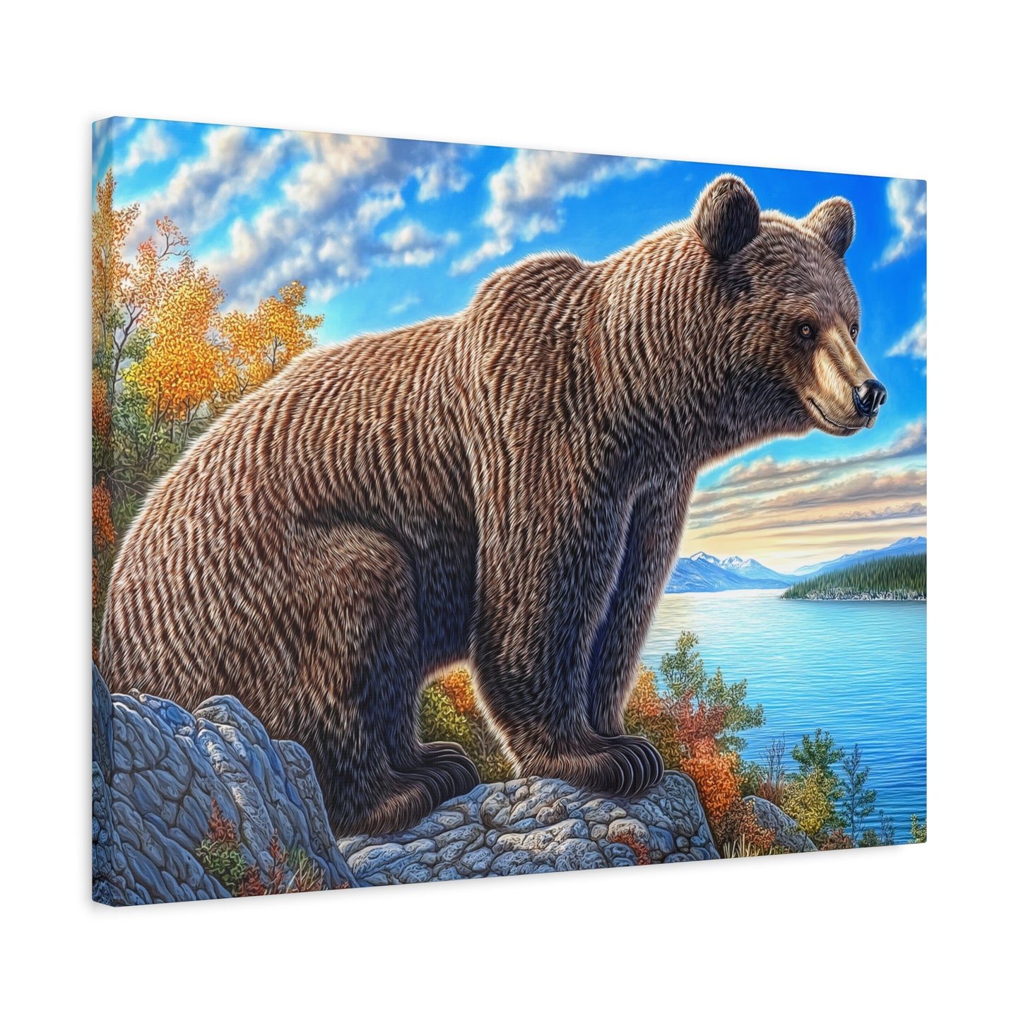 Canvas Wall Art - Colorado Brown Bear near Lake