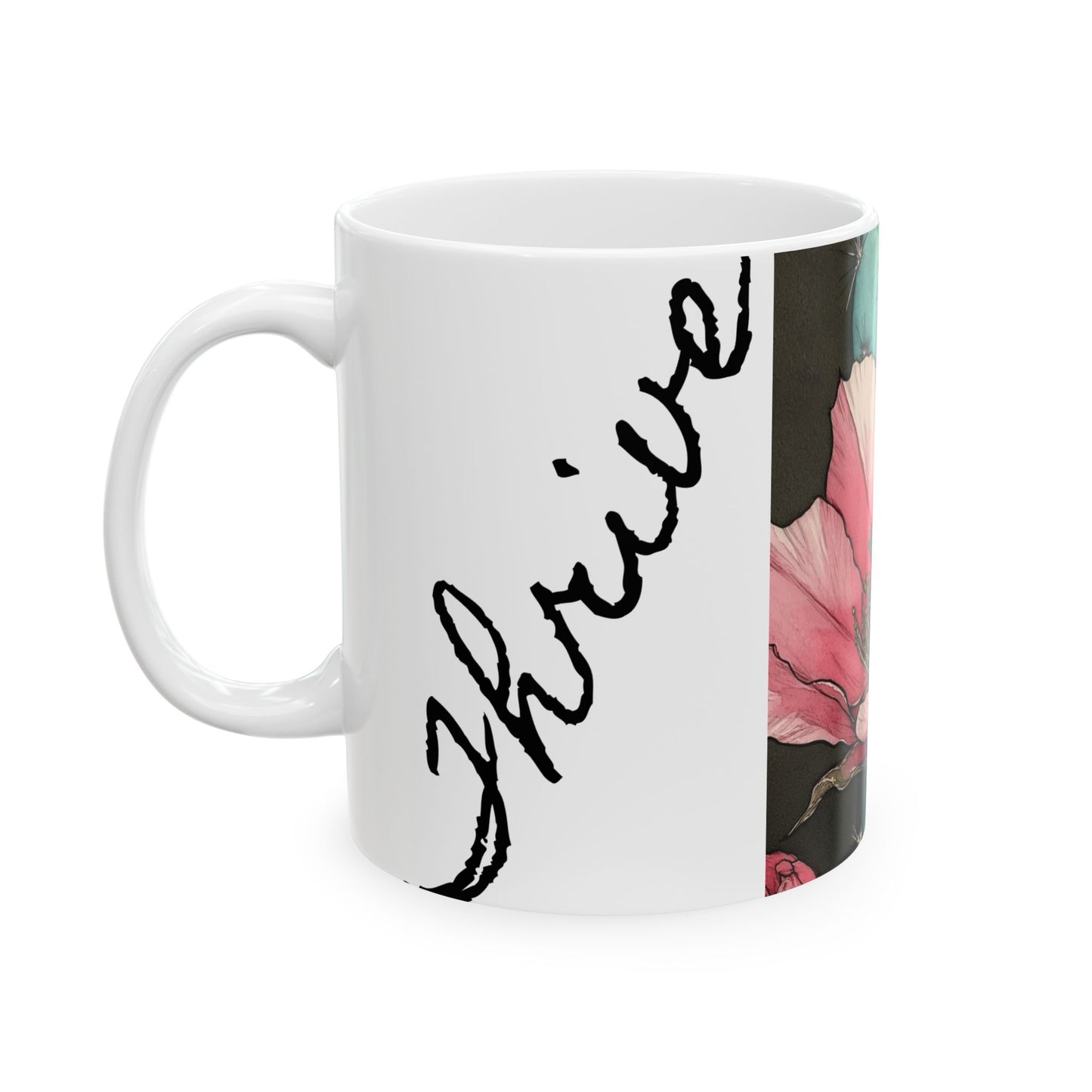 Floral Cactus Ceramic Mug -THRIVE