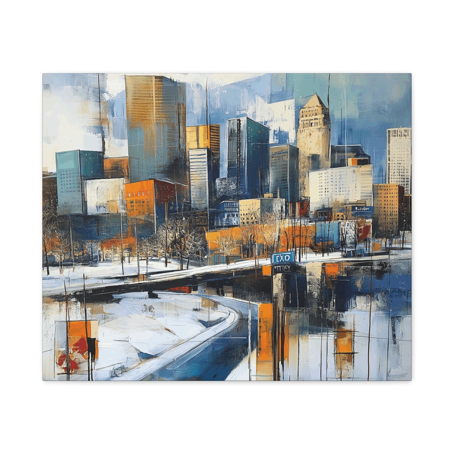 Urban Landscape Matte Canvas Wall Art - Modern Cityscape Decor
