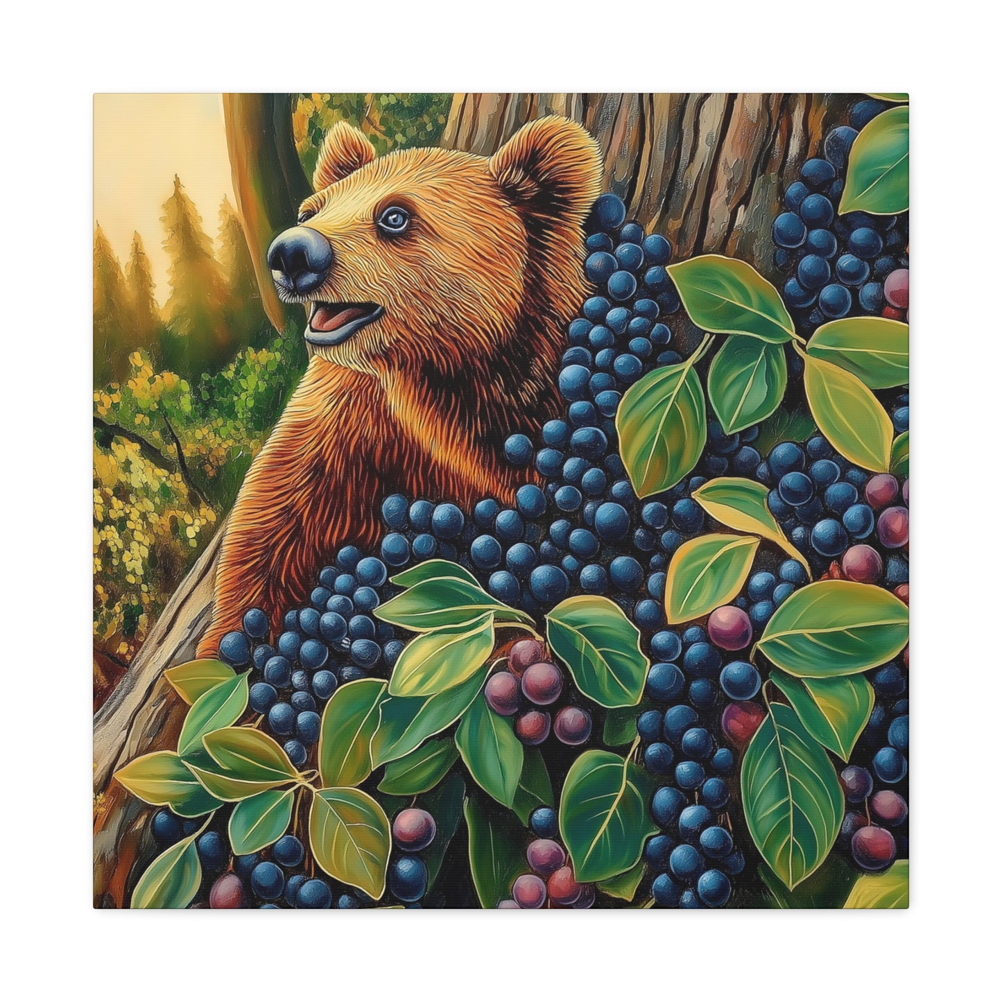 Canvas Print Bear Cub with Berries