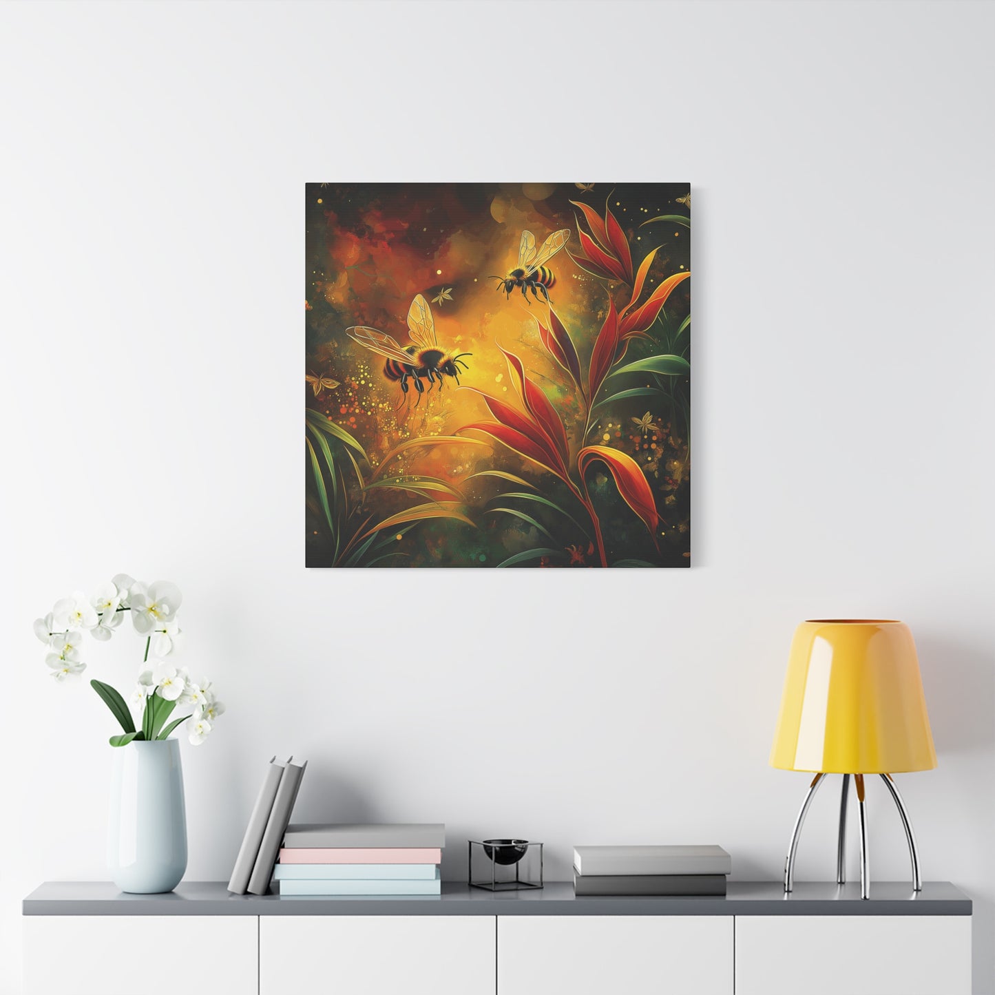 Bee-Inspired Matte Canvas Wall Art - Vibrant Nature Decor