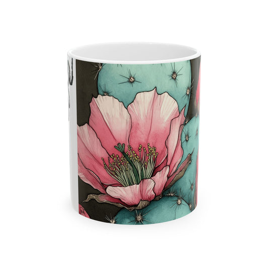 Floral Cactus Ceramic Mug -THRIVE