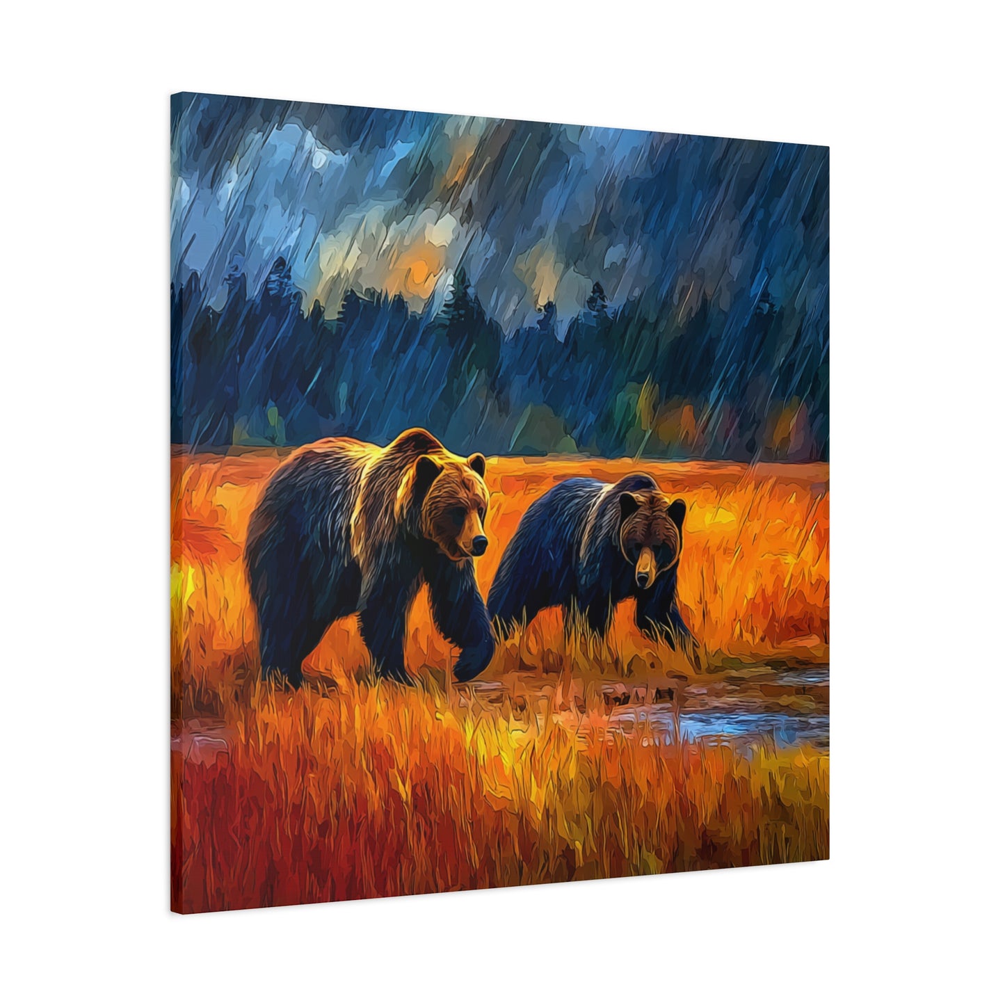 Canvas Print - Travelin Bears Two in Stormy Weather