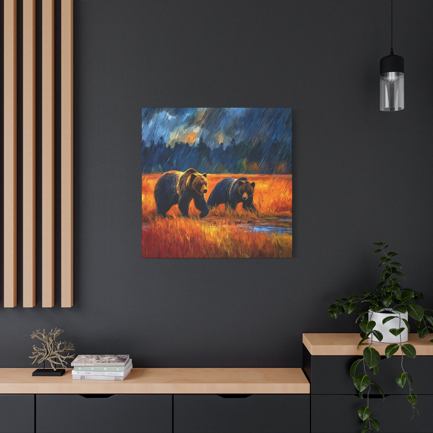 Canvas Print - Travelin Bears Two in Stormy Weather