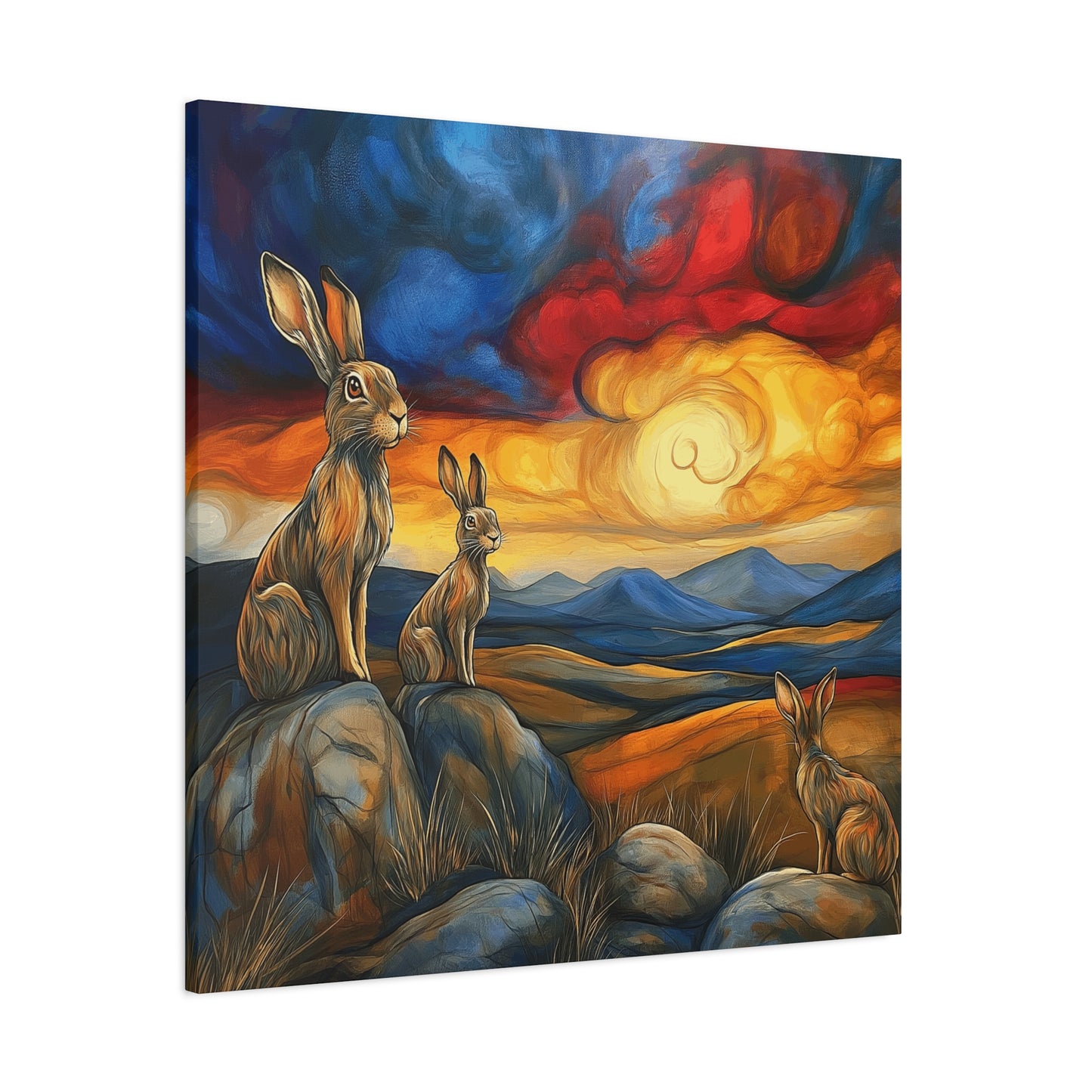 Sunset Hare Canvas Wall Art | Vibrant Nature Decor for Animal Lovers