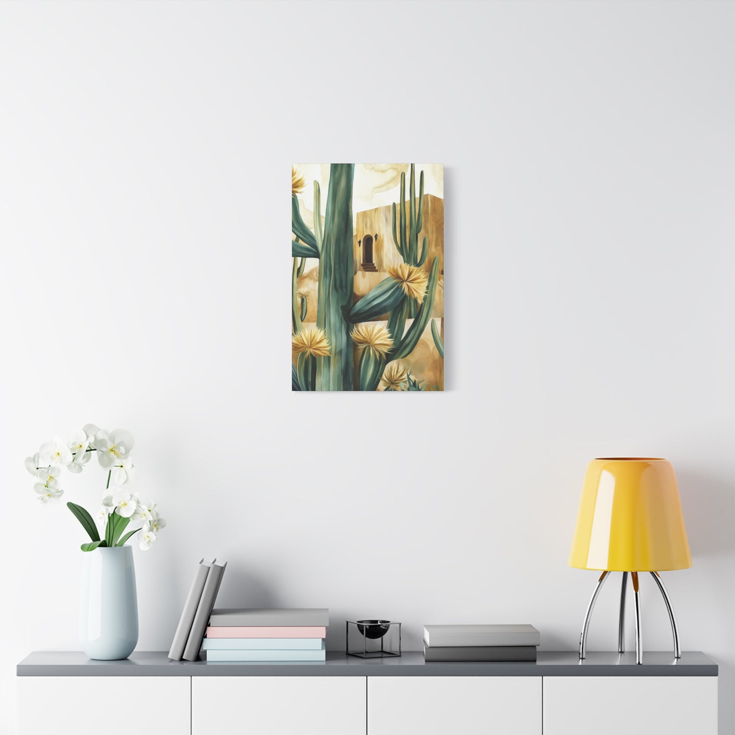 Church and Cacti Canvas Art