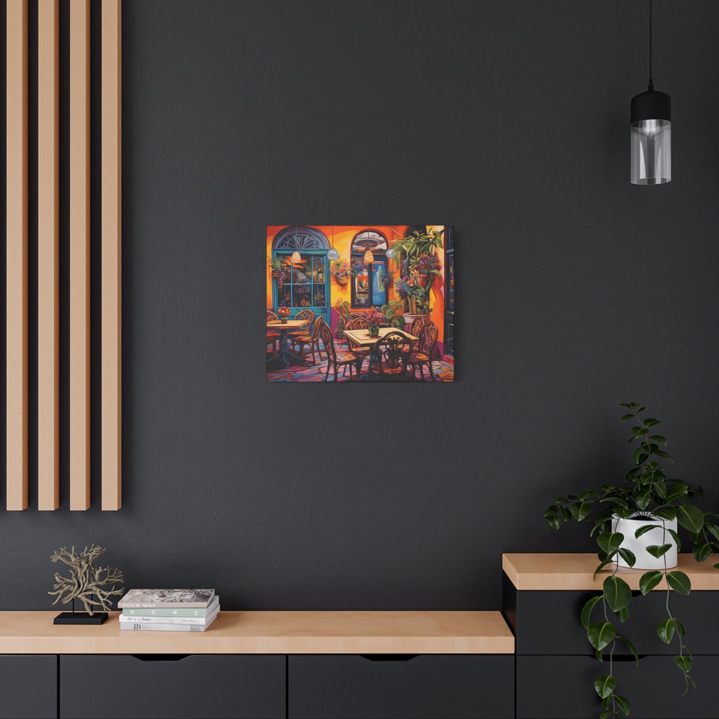 Vibrant Café Scene Matte Canvas Print - Colorful Wall Art Decor