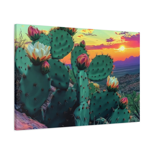 Canvas Print - Prickly Pear Blooming Vista 3
