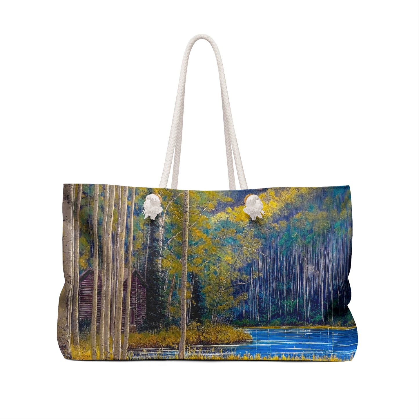 Nature-Inspired Weekender Bag, Perfect for Travel, Beach, Gym, Picnics, and Outdoor Adventures, Rustic Cabin Design