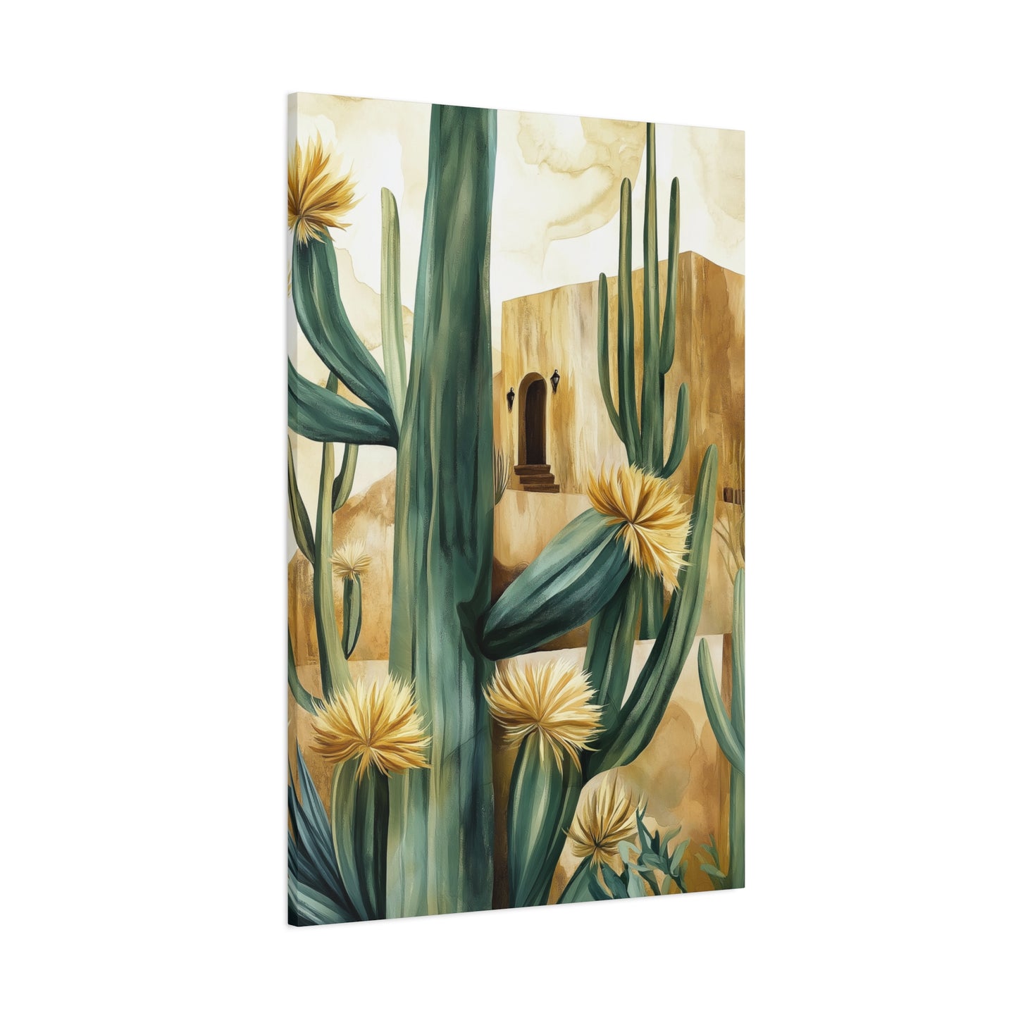 Church and Cacti Canvas Art