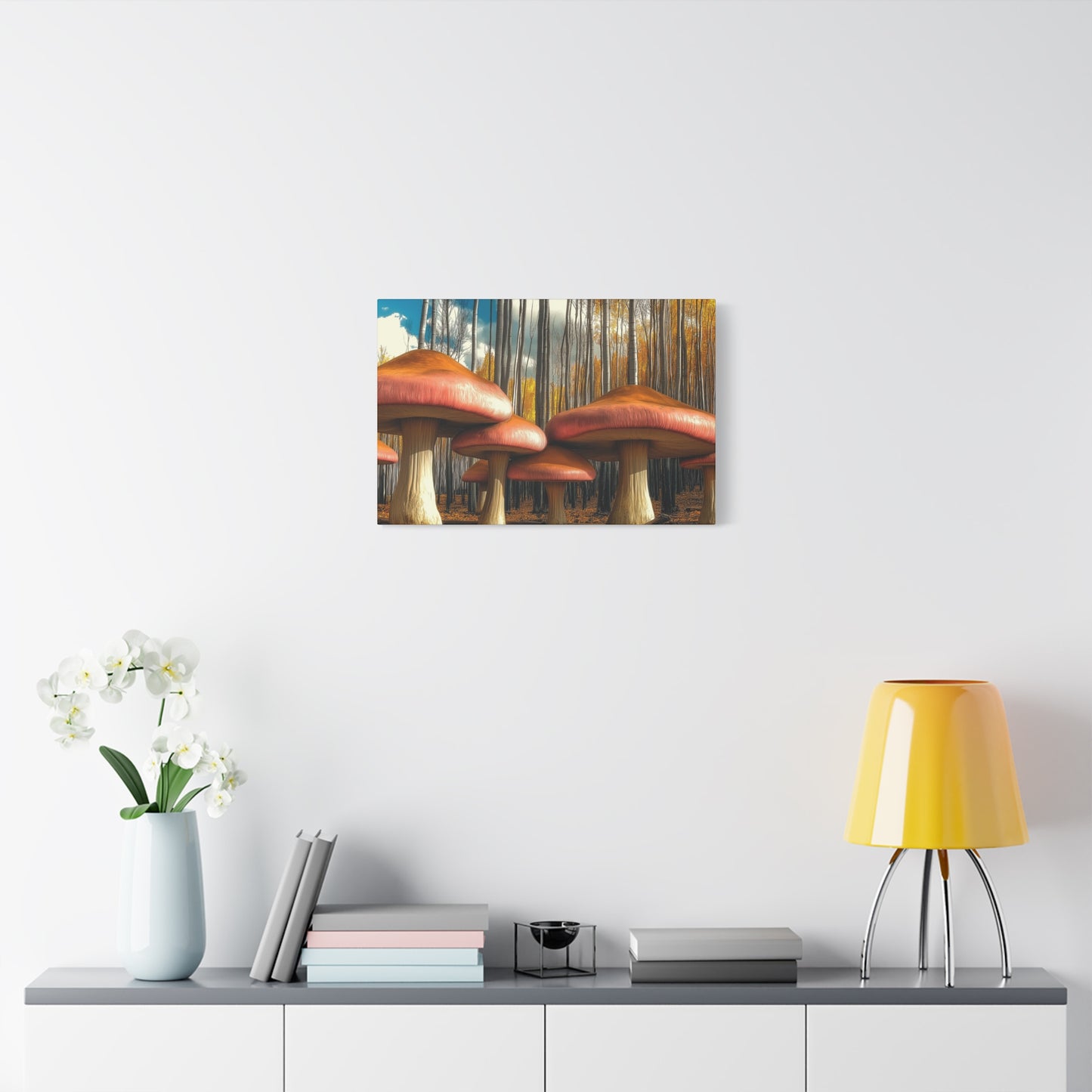 Mushrooms in Aspen Forest Canvas Art Print