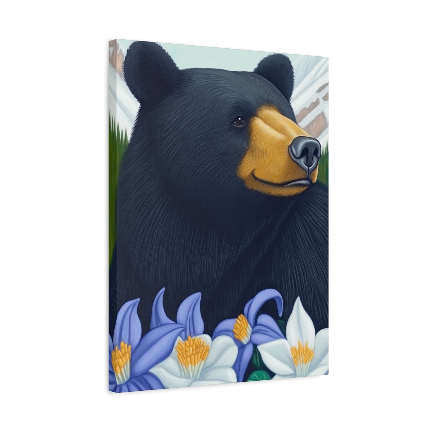Canvas Print - Colorado Black Bear with Flowers