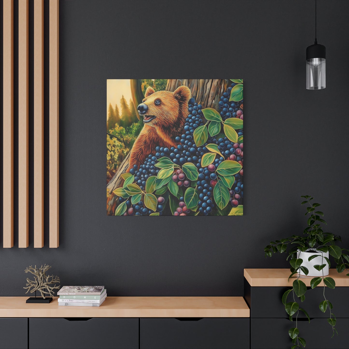 Canvas Print Bear Cub with Berries