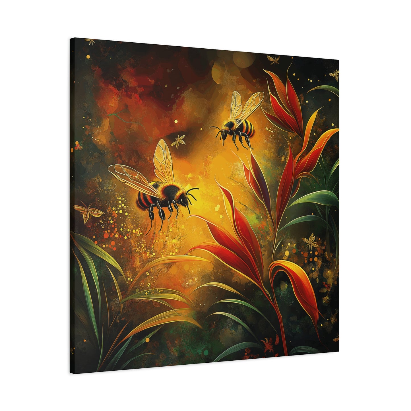 Bee-Inspired Matte Canvas Wall Art - Vibrant Nature Decor
