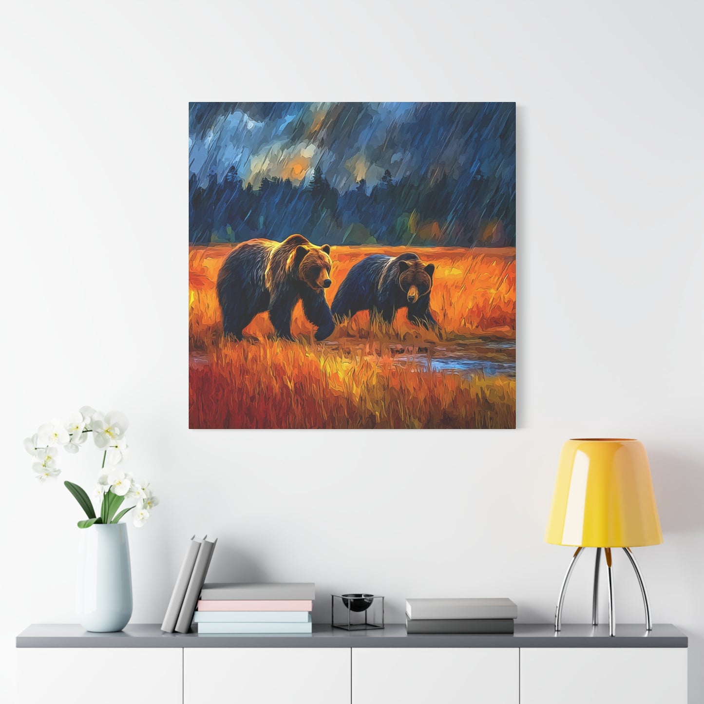 Canvas Print - Travelin Bears Two in Stormy Weather