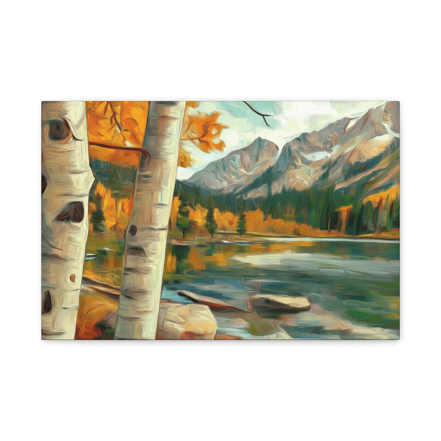 Canvas Wall Art - Aspens at High Mountain Lake