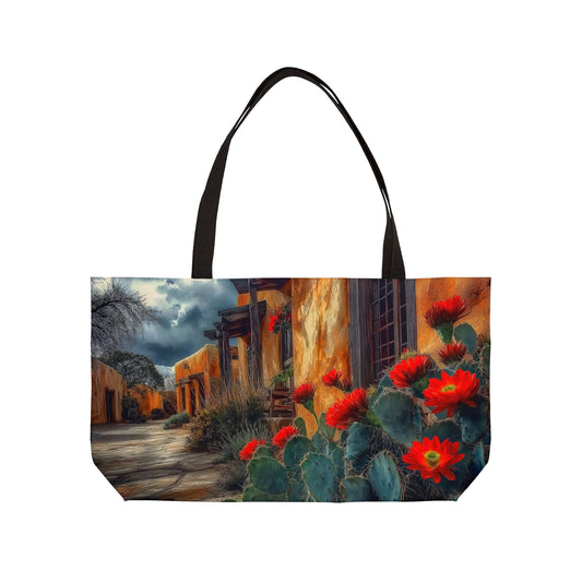 Southwest Vibrant Floral Weekender Tote Bag, Travel Bag, Beach Bag, Floral Tote, Cactus Art Bag, Gift for Nature Lovers