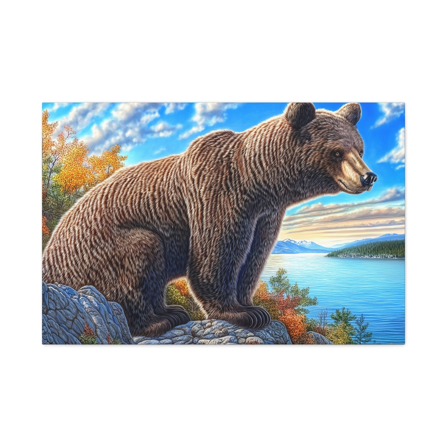 Canvas Wall Art - Colorado Brown Bear near Lake