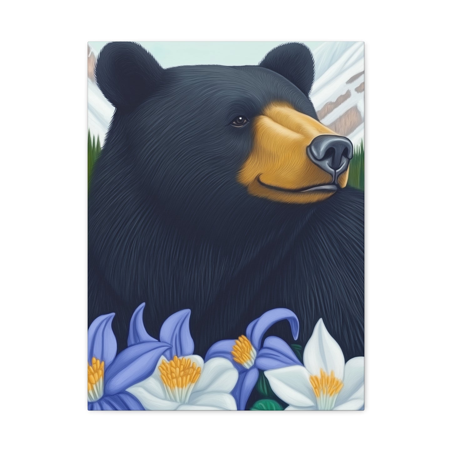 Canvas Print - Colorado Black Bear with Flowers