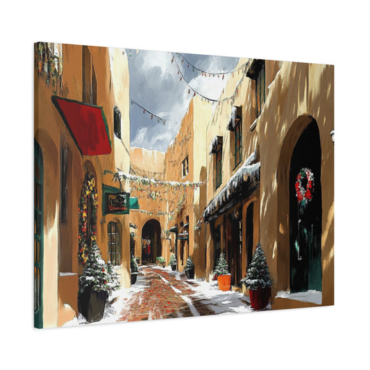 Canvas Wall Art - Santa Fe Winter Christmas Alley 22