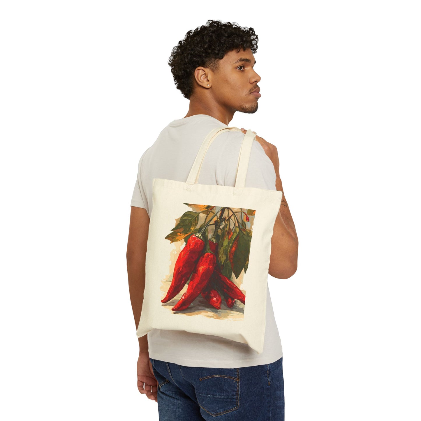 Vibrant Chili Pepper Tote Bag, Eco-Friendly Shopper Bag, Grocery Tote, Gift for Farmers Market Lovers, Cooking Enthusiasts