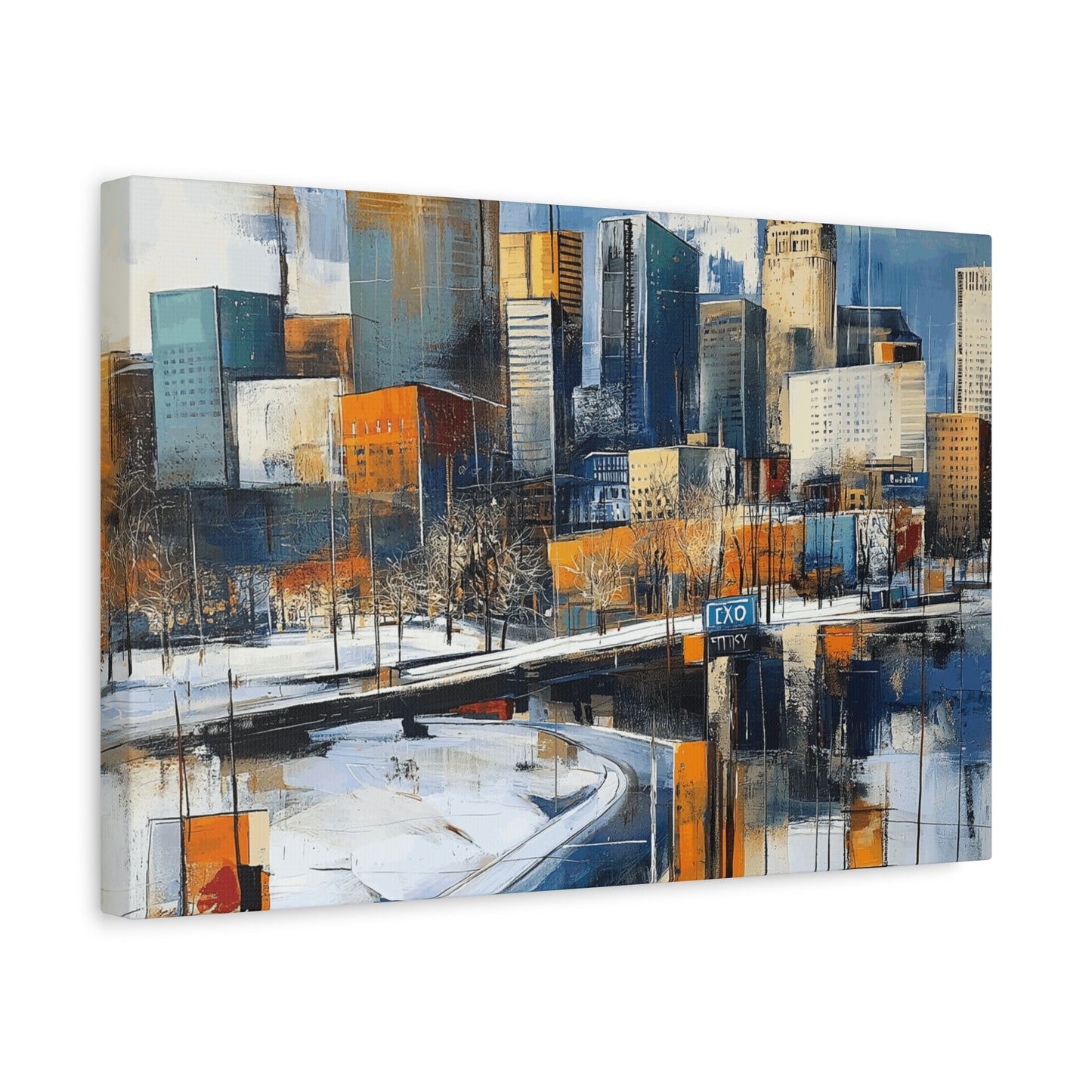 Urban Landscape Matte Canvas Wall Art - Modern Cityscape Decor