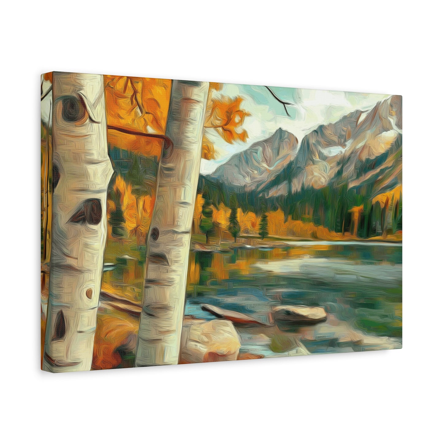 Canvas Wall Art - Aspens at High Mountain Lake