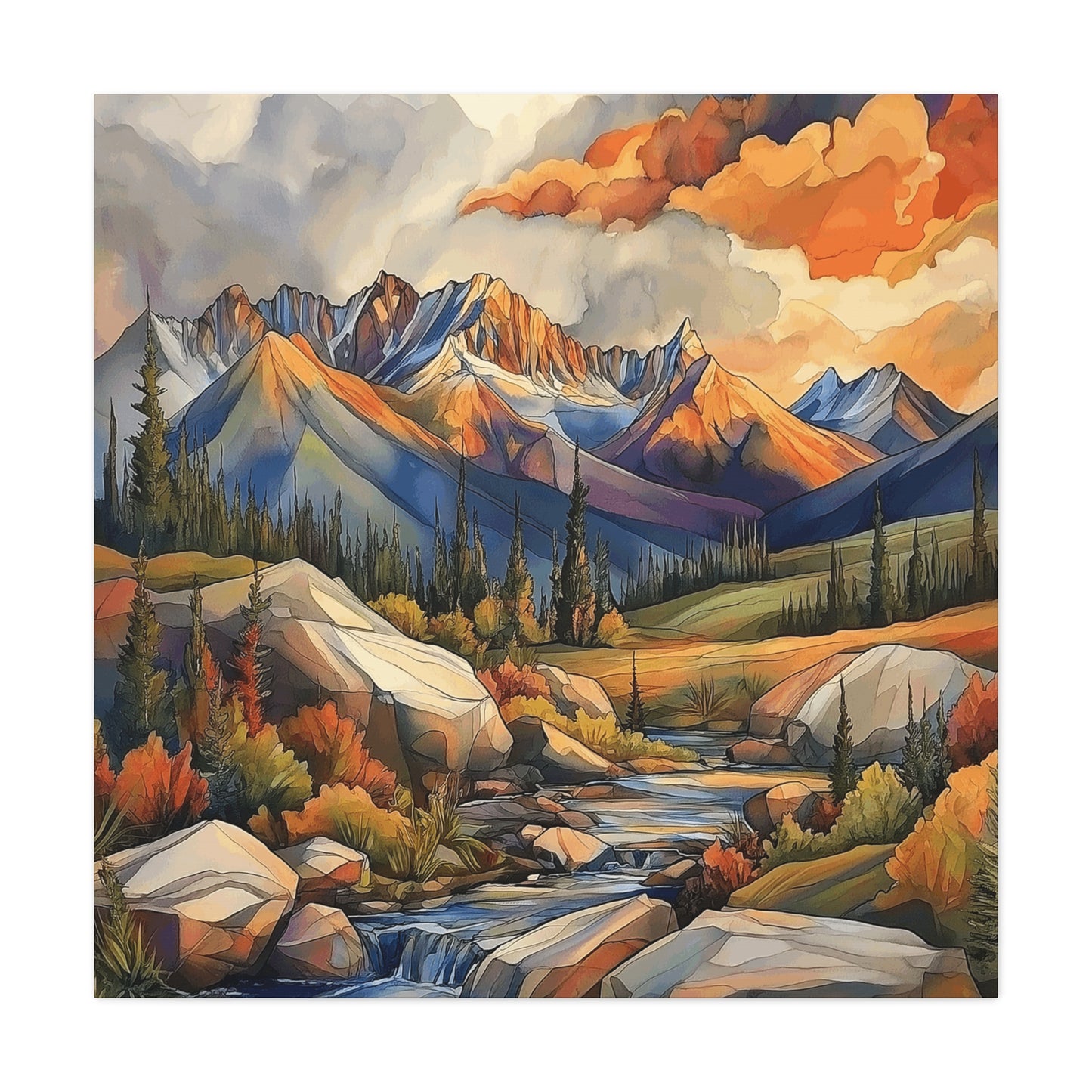 Mountain Landscape Canvas Art Print - Nature Wall Decor