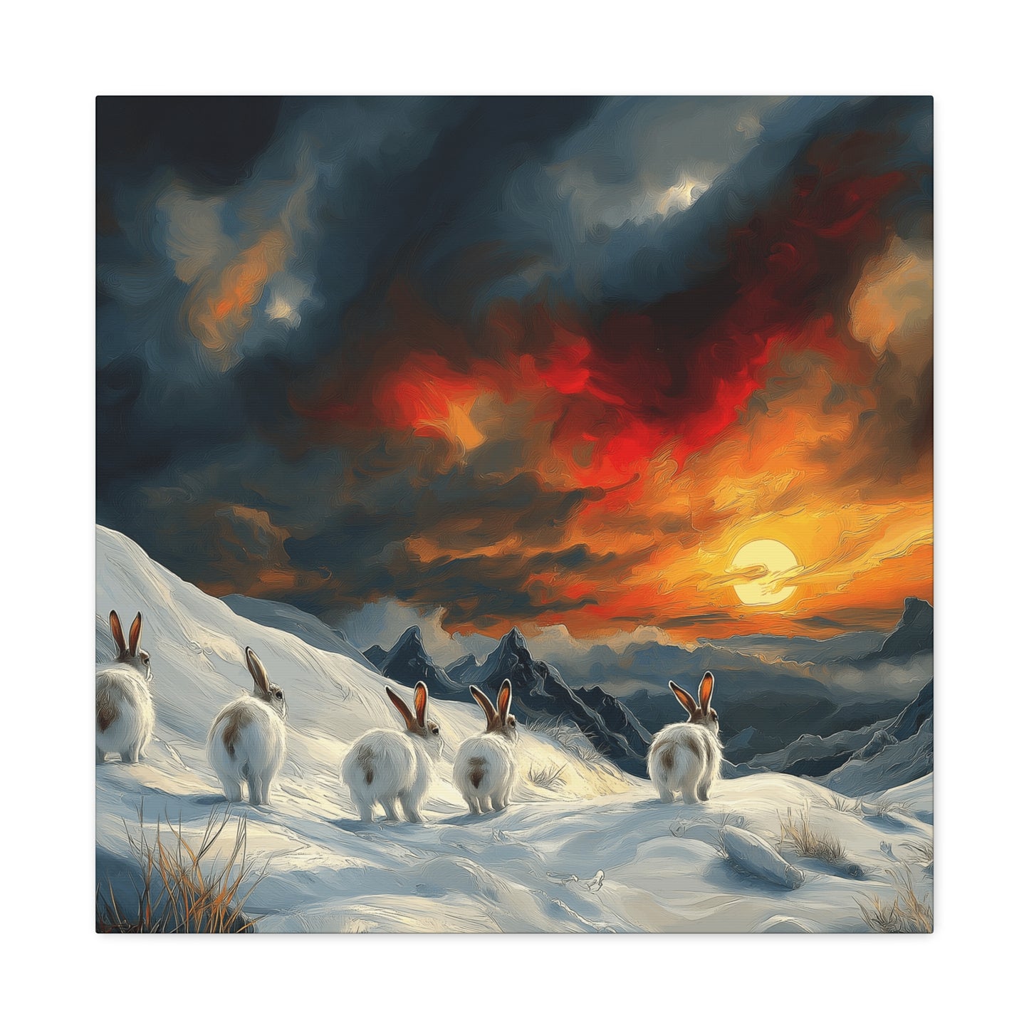 Serene Bunny Landscape Canvas Art - Scenic Home Décor for Animal Lovers