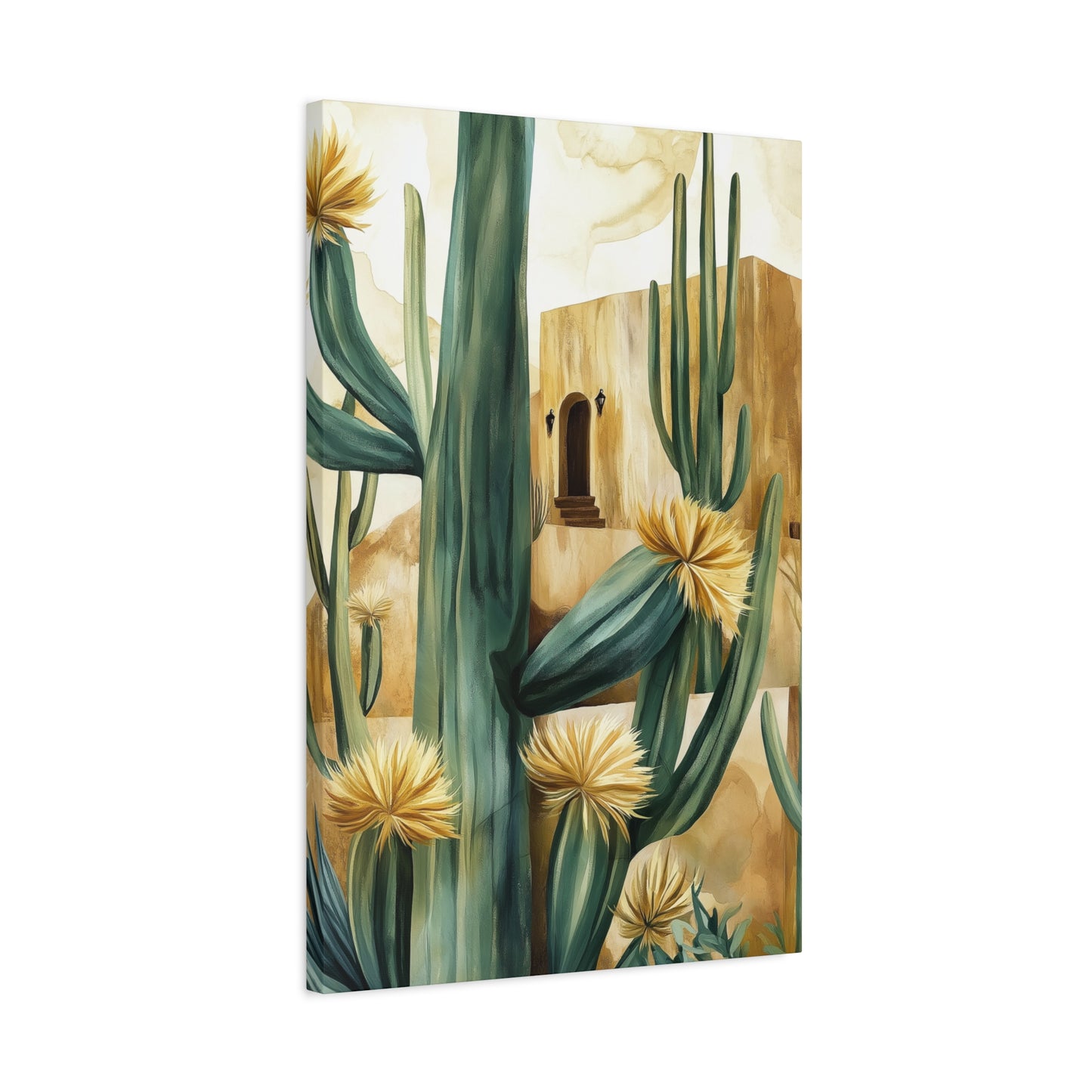Church and Cacti Canvas Art