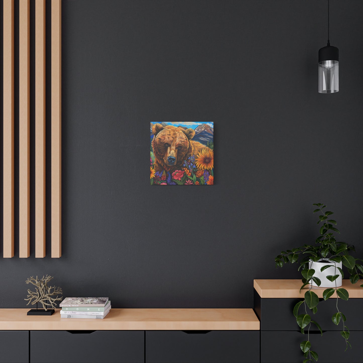 Canvas Print - Brown Bear with Wildflowers