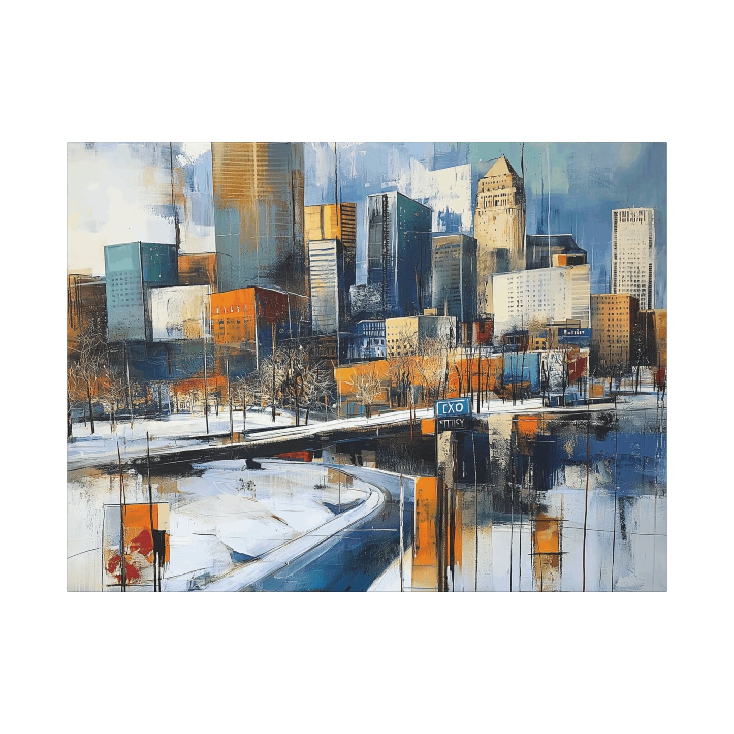 Urban Landscape Matte Canvas Wall Art - Modern Cityscape Decor
