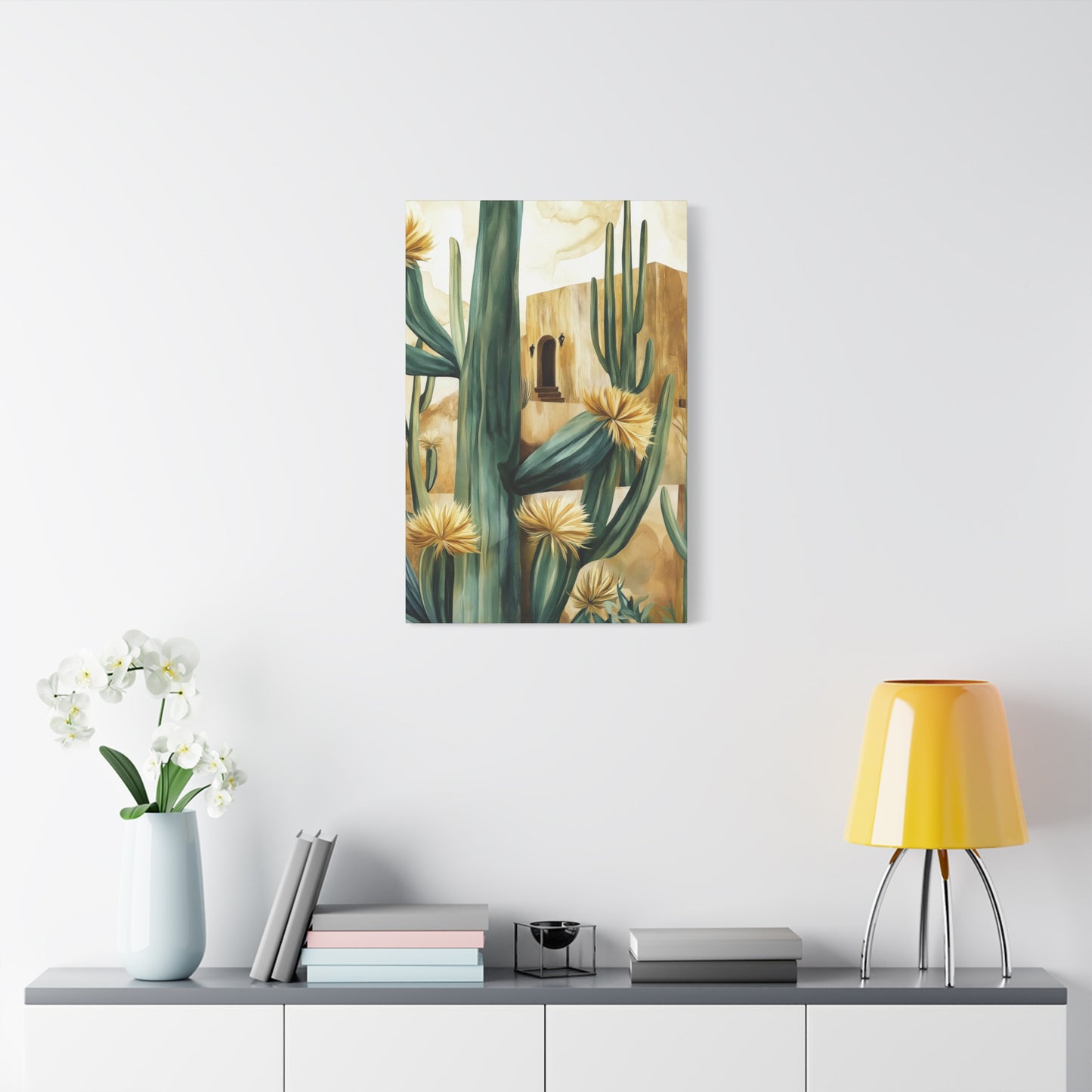 Church and Cacti Canvas Art