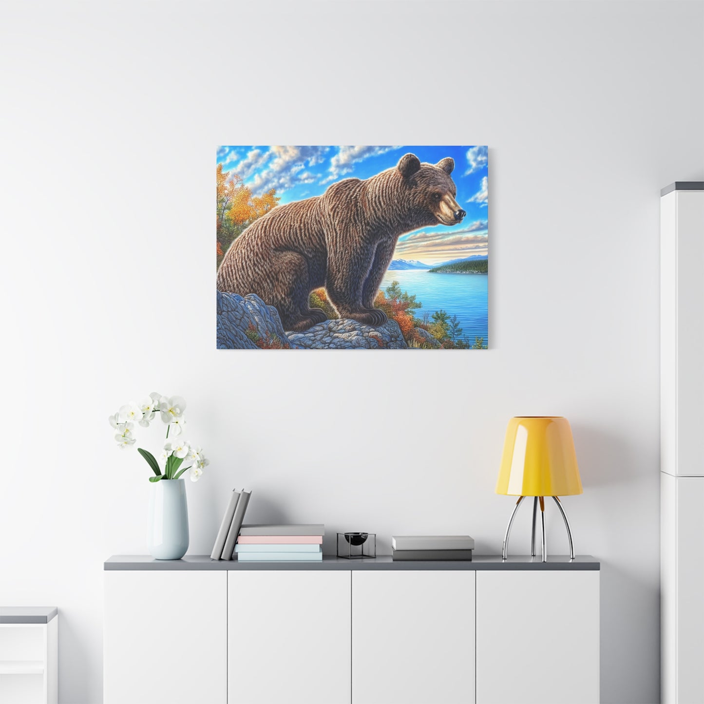 Canvas Wall Art - Colorado Brown Bear near Lake