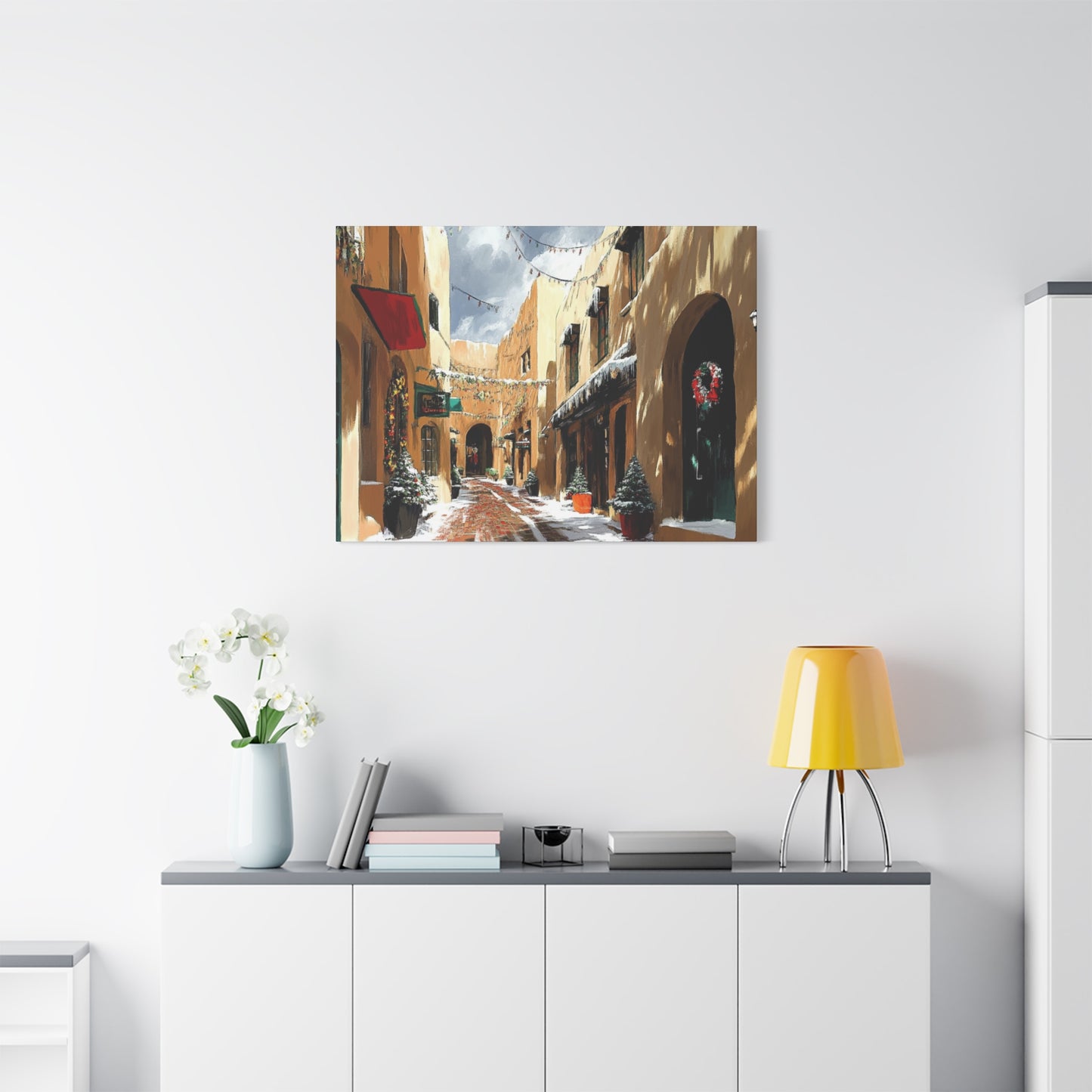 Canvas Wall Art - Santa Fe Winter Christmas Alley 22