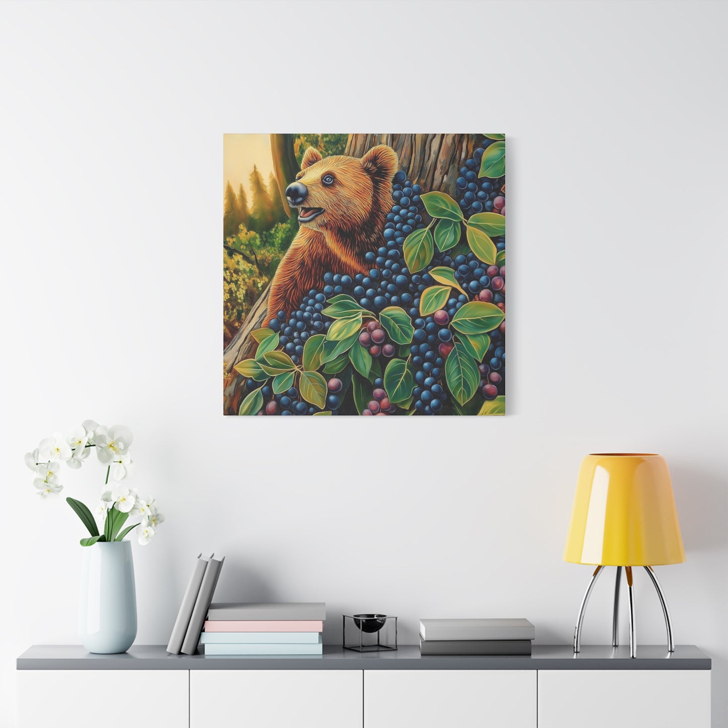 Canvas Print Bear Cub with Berries
