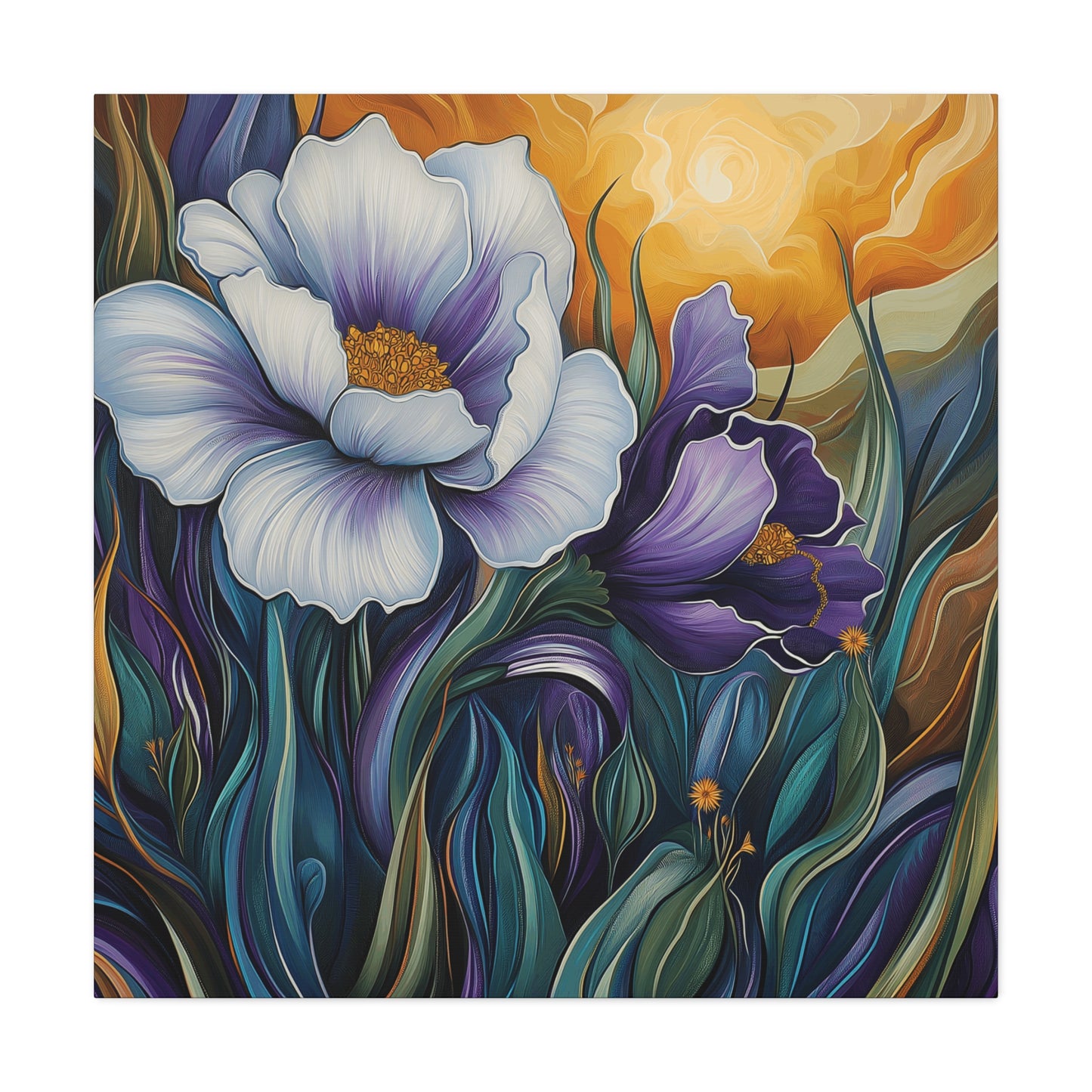 Purple, Purple Flowers at Sunset