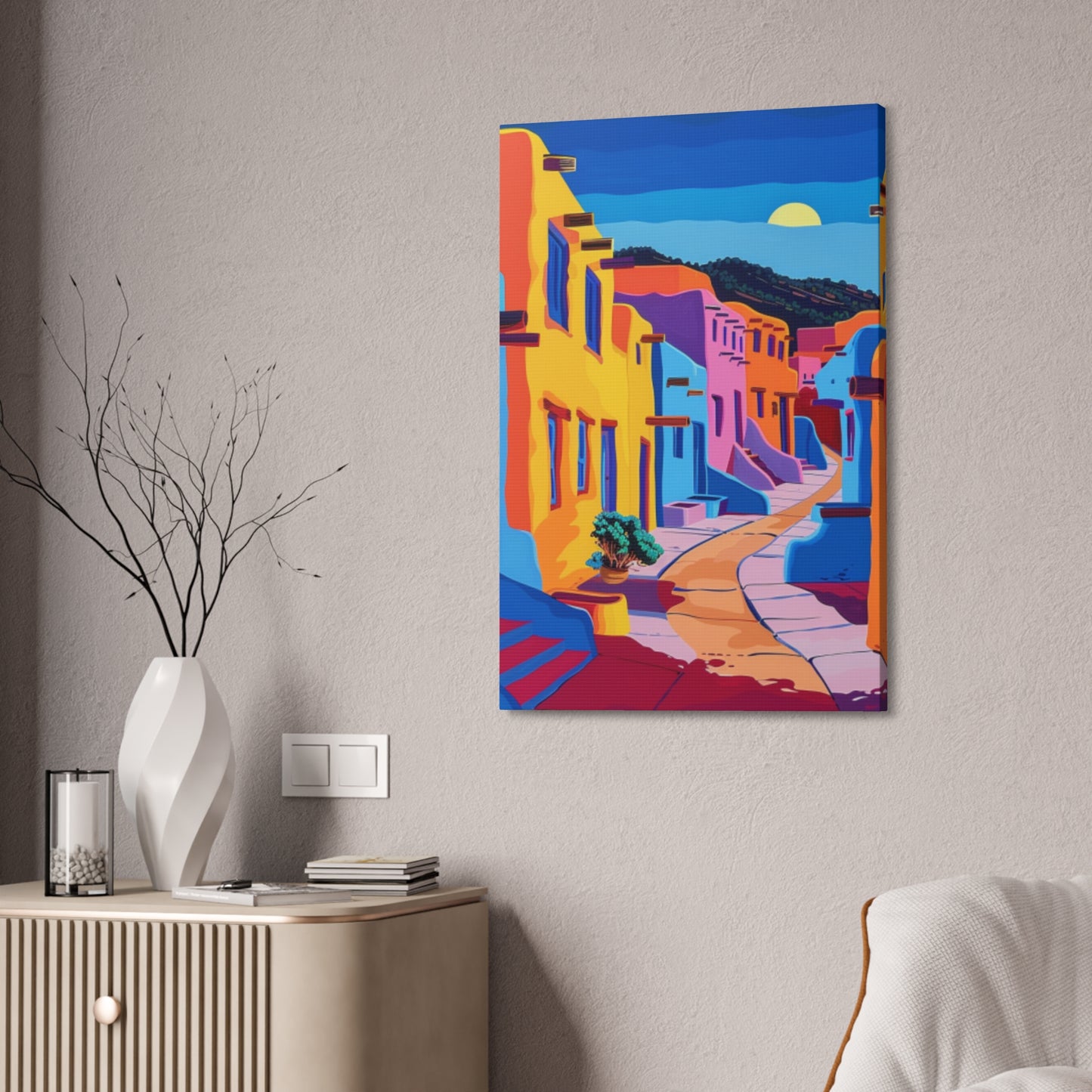 Colorful Southwest Village Sunset-1.5 in. Depth
