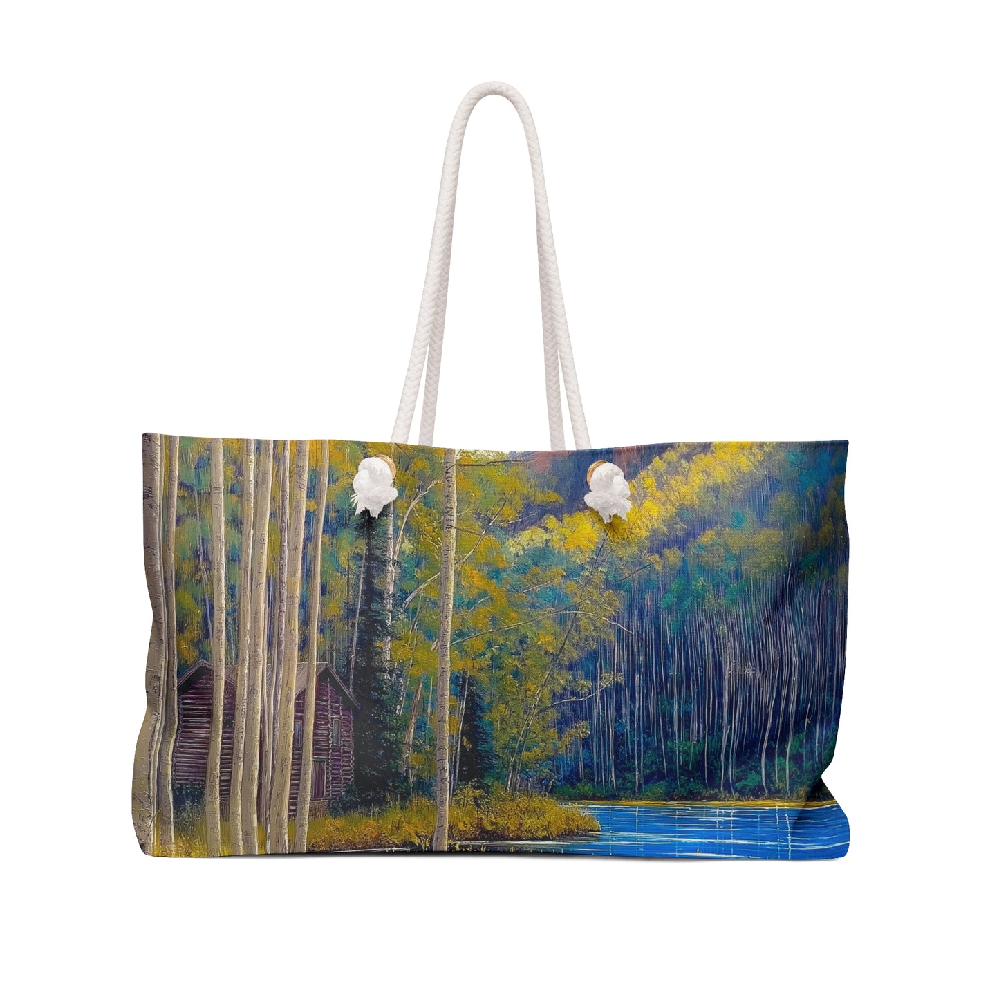 Nature-Inspired Weekender Bag, Perfect for Travel, Beach, Gym, Picnics, and Outdoor Adventures, Rustic Cabin Design